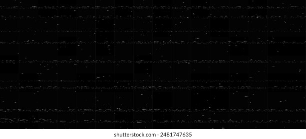 Static white noise lines texture. Glitch vhs pixel noise stripped wallpaper. Lost or bad TV signal. Random rippled video tape background. Image distressed backdrop effect. Vector black crt tv screen