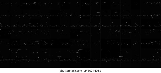 Static white noise texture. Lost or bad TV signal concept. Random rippled video tape background. Glitch vhs pixel noise wallpaper. Image distressed backdrop effect. Vector black crt tv screen