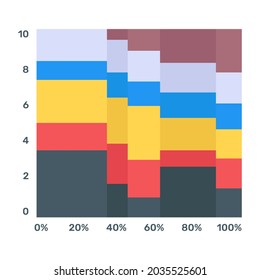 A statical mekko chart icon in flat design