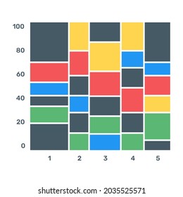 A statical mekko charting icon in flat design