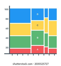A statical mekko diagram icon in flat design