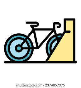 Station bicycle icon outline vector. Area place. People traffic color flat