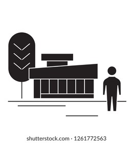 Station  black vector concept icon. Station  flat illustration, sign