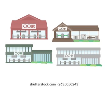 Illustrationssatzmaterial für Bahnhofsgebäude Übersetzung: Bahnhof