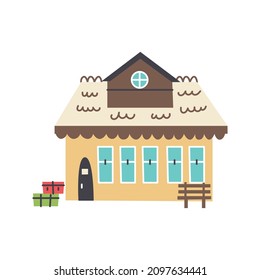 Station building vector hand drawn naive art