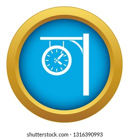 Station clock icon blue vector isolated on white background for any design