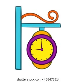 Station clock icon, cartoon style