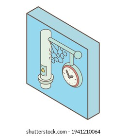 Station clock icon. Isometric illustration of station clock vector icon for web