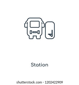 Station concept line icon. Linear Station concept outline symbol design. This simple element illustration can be used for web and mobile UI/UX.