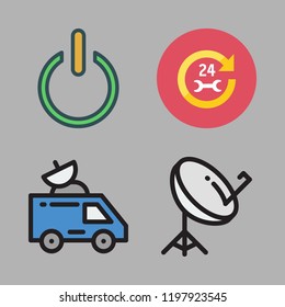 station icon set. vector set about satellite, car repair, power and satellite dish icons set.