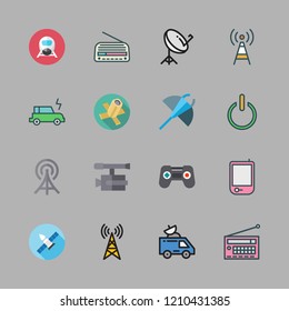 station icon set. vector set about game controller, satellite, radio antenna and antenna icons set.