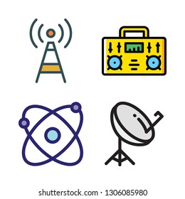 station icon set. vector set about radio, atomic, satellite dish and antenna icons set.