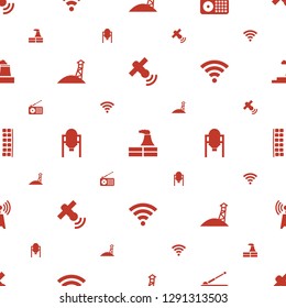 station icons pattern seamless white background. Included editable filled satellite, factory, radio, observation military tower, tank icons. station icons for web and mobile.