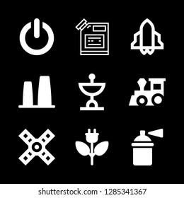 station icons set with satellite, ecologic electricity and train vector set
