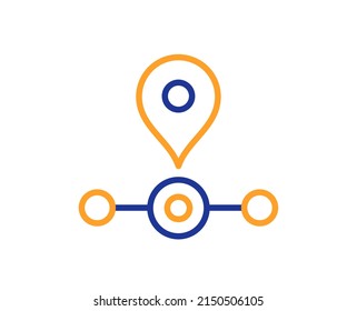 Station line icon. Subway journey path sign. Metro train location symbol. Colorful thin line outline concept. Linear style station icon. Editable stroke. Vector