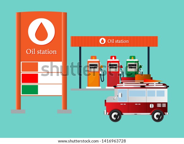 station oil transportation and gas station\
services .- Vector