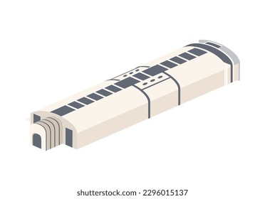 Station on mars. Colonization and exploration of planets and galaxies. Travel and adventure. Imagination and fantasy, futuristic building. Cartoon isometric vector illustration