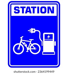 Station Only bicycle charging,  sign vector