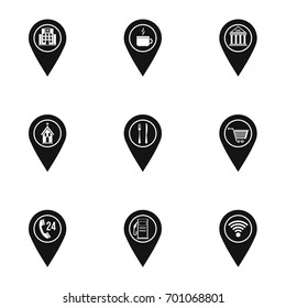 Station pins icon set. Simple set of 9 station pins vector icons for web isolated on white background