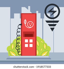 station pump energy renewable ecological zone city vector illustration
