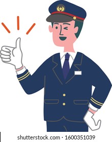 Station staff conductor emotion illustration