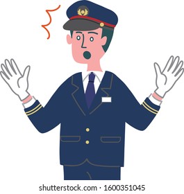 Station staff conductor emotion illustration