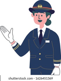 station staff woman gesture emotion