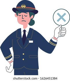 station staff woman gesture emotion
