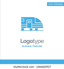 Station, Subway, Train, Transportation Blue Solid Logo Template. Place for Tagline. Vector Icon Template background