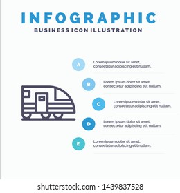 Station, Subway, Train, Transportation Line icon with 5 steps presentation infographics Background