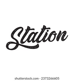 station text on white background.