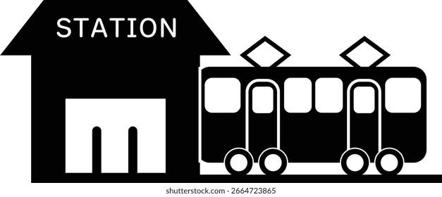 Icono de la silueta de la estación y del tren