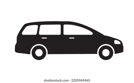 Station Wagon Car Icon, Black On White Background