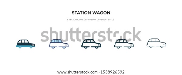 station\
wagon icon in different style vector illustration. two colored and\
black station wagon vector icons designed in filled, outline, line\
and stroke style can be used for web, mobile,\
ui