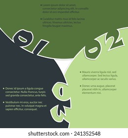 Stationary background design with huge numbers and options
