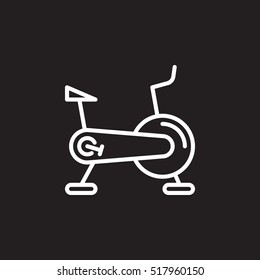 Stationary Bicycle, Exercise Bike Line Icon, Outline Vector Sign, Linear Pictogram Isolated On Black. Logo Illustration