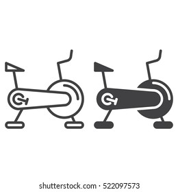 Stationary bicycle, Exercise Bike line icon, outline and filled vector sign, linear and full pictogram isolated on white, logo illustration