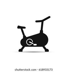 Stationary bicycle, Exercise Bike line icon, vector black sign isolated on white bacground.