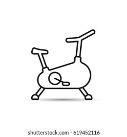 Stationary bicycle, Exercise Bike line icon outline, vector sign isolated on white bacground.