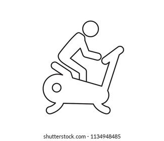 Stationary bicycle, exercise bike vector web icon isolated on white background, EPS 10,  top view