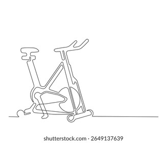 Ilustração de desenho de desenho de equipamento de bicicleta estacionária. um desenho de linha contínua de bicicleta estacionária.