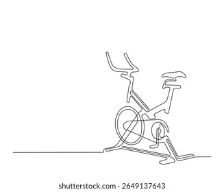 Ilustração de desenho de desenho de equipamento de bicicleta estacionária. um desenho de linha contínua de bicicleta estacionária.