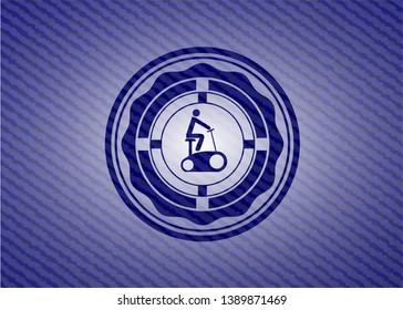 stationary bike icon with denim texture