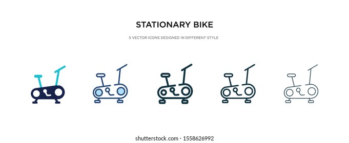 stationary bike icon in different style vector illustration. two colored and black stationary bike vector icons designed in filled, outline, line and stroke style can be used for web, mobile, ui