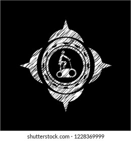 stationary bike icon drawn on a blackboard