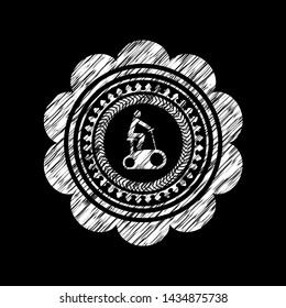 stationary bike icon drawn on a chalkboard