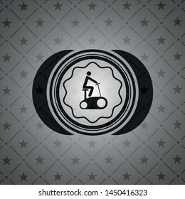 stationary bike icon inside dark emblem