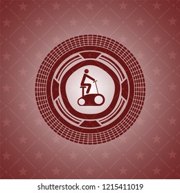 stationary bike icon inside retro red emblem