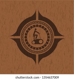 stationary bike icon inside wood emblem