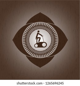 stationary bike icon inside wooden signboards